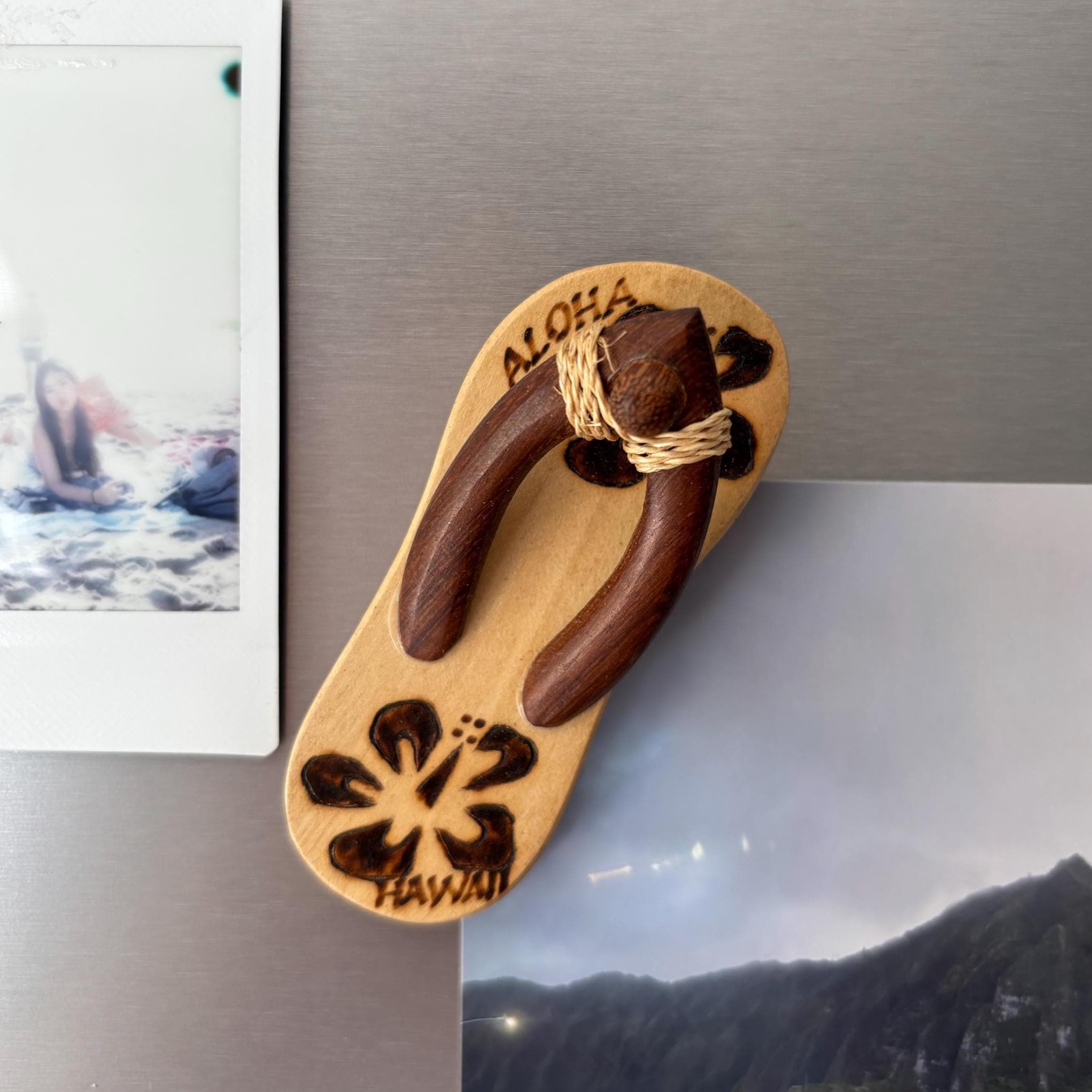 Hawaiian Hand Made ( Qty 2 ) Solid Wood Sandals Flip Flop Hibiscus