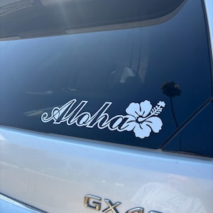 12&quot; White Aloha Hibiscus Flower ~ Vinyl Car Truck Window Decal Sticker