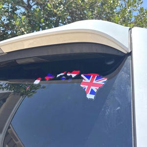 Sticker île hawaïenne drapeau rouge blanc bleu, carte 12" Sticker vitre voiture/camion