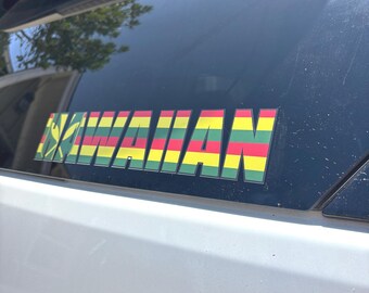 Hawaiian 12" Kanaka Maoli Native Flag Vinyl Car Truck Window Decal Sticker