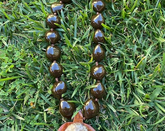 Abalone Shell Wooden Turtle Pendant Choker Brown Kukui Nut Lei  Hawaiian Necklace Luau Wedding Graduation Gift