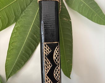 Hawaiian Hand Made Wall Decor Solid Black Wood Polynesian
