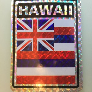 4" Hawaiian Hawaii State Flag Hologram Vinyl Car Window Decal Sticker