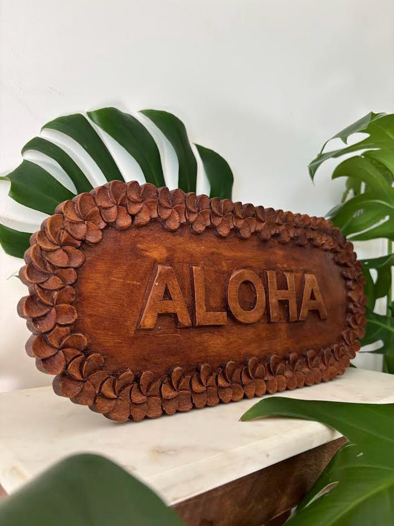 Hawaii Hand Made Wall Hanging Decor Plaques Carved Wood 