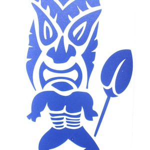Blauwe Hawaiiaans ontwerp Tribal Tiki Man Hawaii vinyl sticker auto / vrachtwagen raamsticker