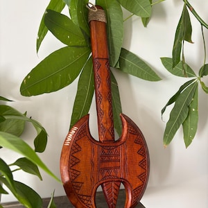 Hawaiian Engraved Hand Made Wall Decor Solid Wood Polynesian Honu Turtle Tribal Design Double Edged Axe