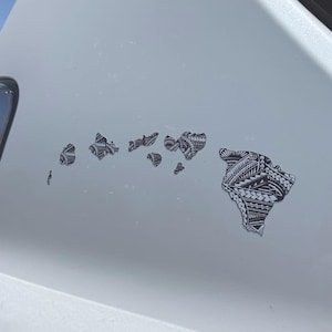 Tribal Design B/W Hawaiianische Insel Flagge Karte Hawaii Aufkleber Auto / LKW Fenster Aufkleber