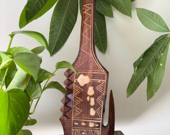 Decoración de pared hawaiana hecha a mano, madera maciza, grabado tribal polinesio, cadena de remo isleña