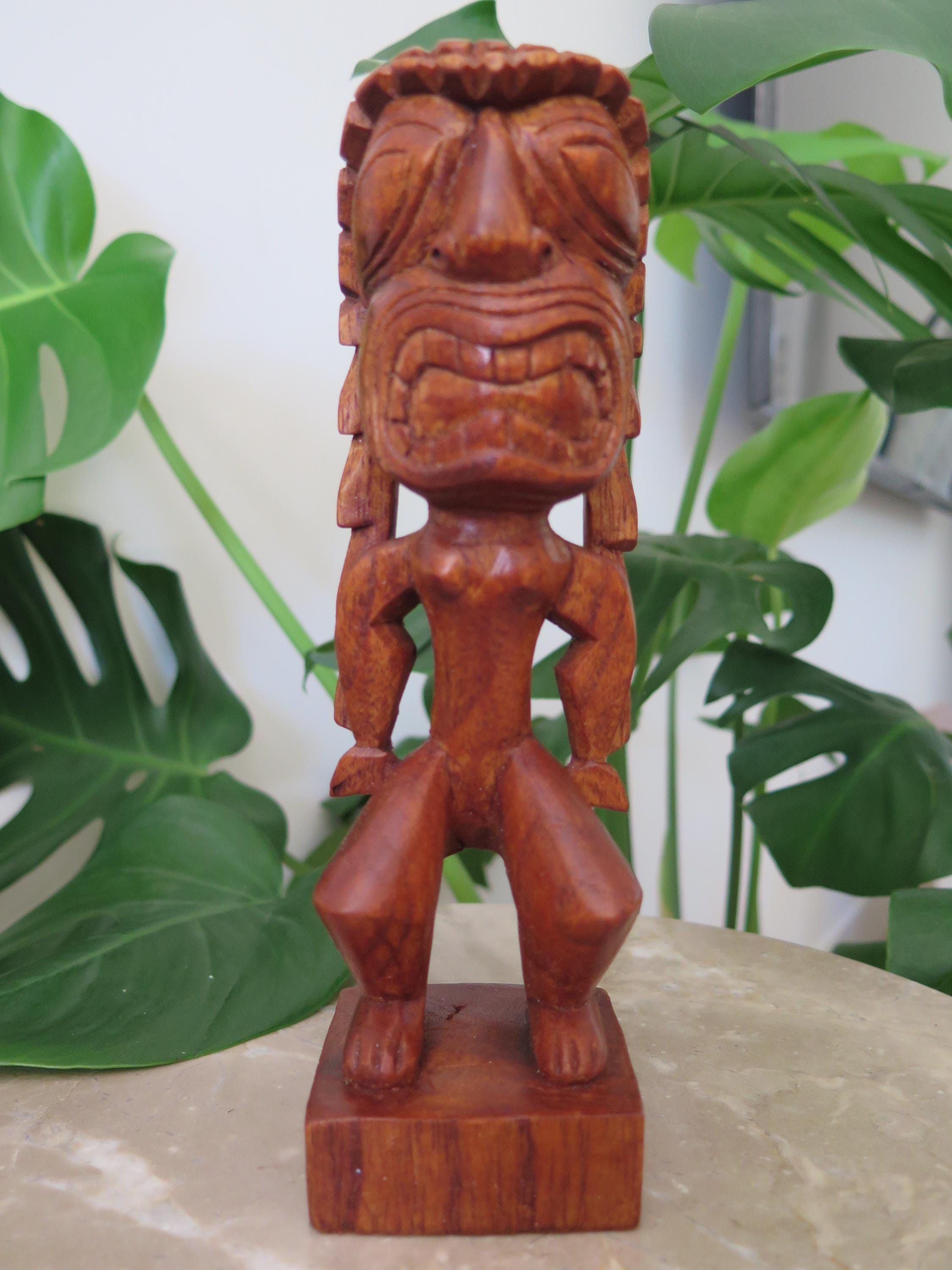 レア 希少 ビンテージ ハワイ 4大神 カナロア 木彫 Tiki 置物 70's
