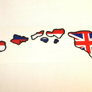 Calcomanía de vinilo para ventana de coche con mapa de la bandera hawaiana, islas rojas, blancas y azules