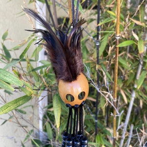 1&quot; Kamani Nut Brown Black Feathers Ikaika Hawaiian Warrior Helmet Hawaii Car Vehicle Decor