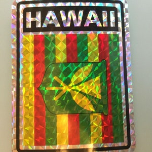 4&quot; Hawaiian Hawaii Kanaka Maoli Native Flag Hologram Vinyl Car Window Decal Sticker