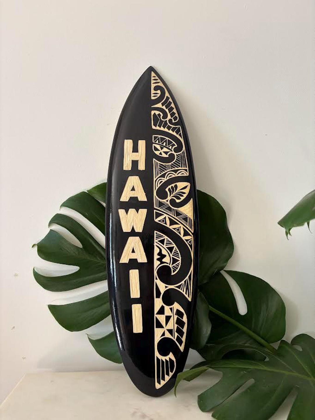 Hawaiian Hand Made 20" Carved Wood Surfboard Home Decor HAWAII Ocean ...