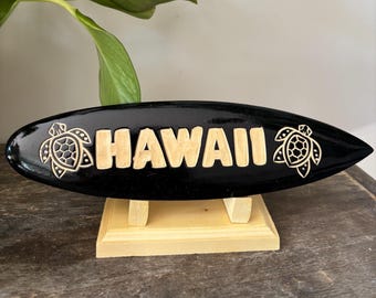 ハワイアンハンドメイド 8インチ 彫刻入り ブラックウッドサーフボード