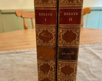Rare Essays Of Ralph Waldo Emerson | Essays 1 and 2 | 1903 Riverside Press | Leather Binding | Rare Book | Antique Book
