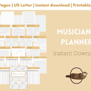 The Musician&#39;s Planner - Orange - Printable - Music Practice Planner - Music Journal, Instant Digital Download