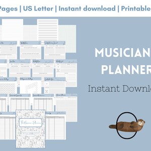 The Musician&#39;s Planner - Blue - Printable - Music Practice Planner - Music Journal, Instant Digital Download