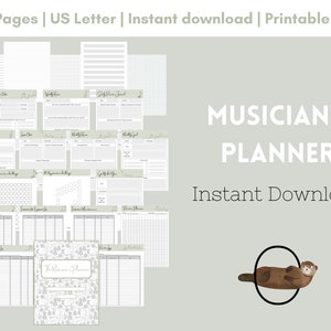 The Musician&#39;s Planner - Green - Printable - Music Practice Planner - Music Journal, Instant Digital Download