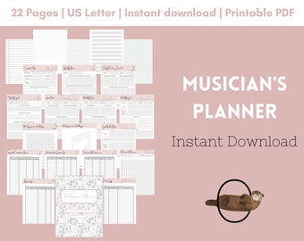 The Musician's Planner - Pink - Printable - Music Practice Planner - Music Journal, Instant Digital Download