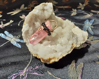 Wire Wrapped Pink Aura Quartz Pendant