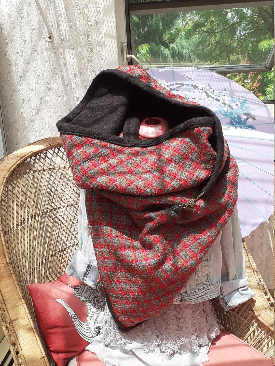 Upcycled Wool Blanket and Fleece Wrap Scarf Etsy