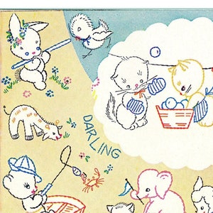 APPEALING PETS #199 Sweet Animal Motifs For Little Children Vintage Embroidery Patterns Reprinted as Hot Iron Transfers for Hand Stitching