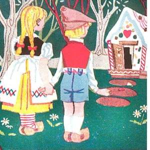 HANSEL & GRETEL #297 Fairytale Motifs Vintage Embroidery Patterns Reprinted as Hot Iron Transfers for Hand Stitching