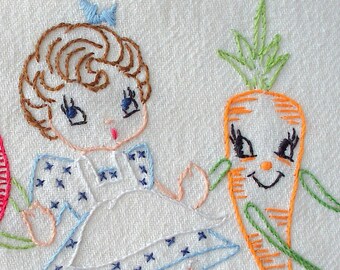 KITCHEN KITSCH #127 Kitchen Towel Motifs Vintage Embroidery Patterns Reprinted as Hot Iron Transfers for Hand Stitching