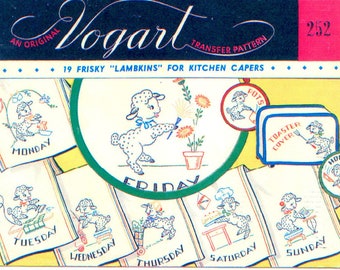 Vintage Vogart Crafts The Heritage Collection Four Placemats Embroidery Kit 8738B Country Cross Stitch NOS NEW