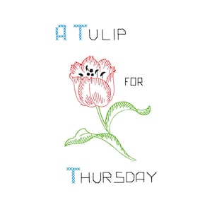 FLOWER A DAY #215 Weekday Kitchen Towel Motifs Vintage Embroidery Patterns Reprinted as Hot Iron Transfers for Hand Stitching