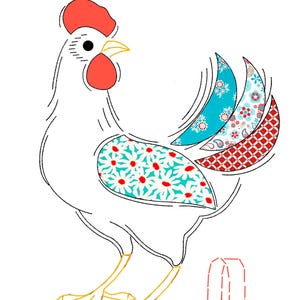 HEN HOUSE APPLIQUE #7369 Kitchen Towel Embroidery | New Hot Iron Transfers Reprinted from Vintage Patterns