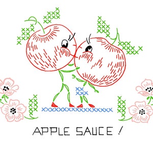 HAPPY FRUIT #231 Kitchen Motifs Vintage Embroidery Patterns Reprinted as Hot Iron Transfers for Hand Stitching
