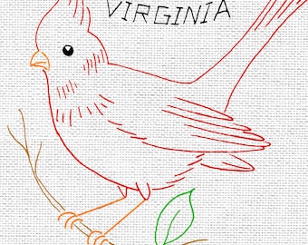 50 STATE BIRDS #2001 Vintage Embroidery Patterns Reprinted as Hot Iron Transfers for Hand Stitching