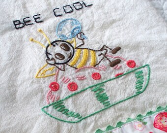 BEE SMART #293 Dish Towel Motifs Vintage Embroidery Patterns Reprinted as Hot Iron Transfers for Hand Stitching