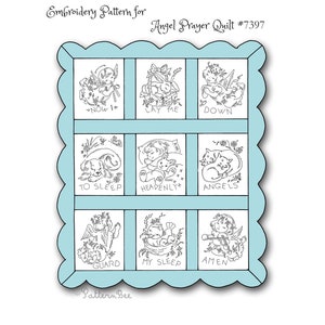 ANGEL PRAYER #7397 Child&#39;s Quilt Motifs & Directions Vintage Embroidery Pattern Reprinted As Hot Iron Transfers for Hand Stitching