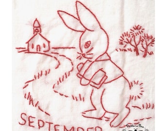RABBIT of the MONTH Baby Quilt Pattern Hot-Iron Embroidery Transfers