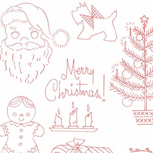 CHRISTMAS HOLIDAY DESIGNS:  Vintage Embroidery Patterns Reprinted as Hot Iron Transfers for Hand Stitching