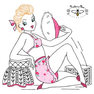 PIN-UPS & PRUDES #138 Bedroom Bath Guest Towel Motifs Vintage Embroidery Patterns Reprinted as Hot Iron Transfers for Hand Stitching