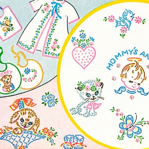 DARLING DECORATIONS #266 Baby Nursery Layette Motifs Vintage Embroidery Patterns Reprinted as Hot Iron Transfers for Hand Stitching