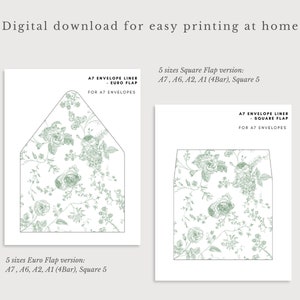 Ausdruckbare Umschläge Salbei grün Hochzeit, Umschlag mit Blumenmuster a6, A2, A1, A6, A2, A1, A6) mit passendem Umschlag
