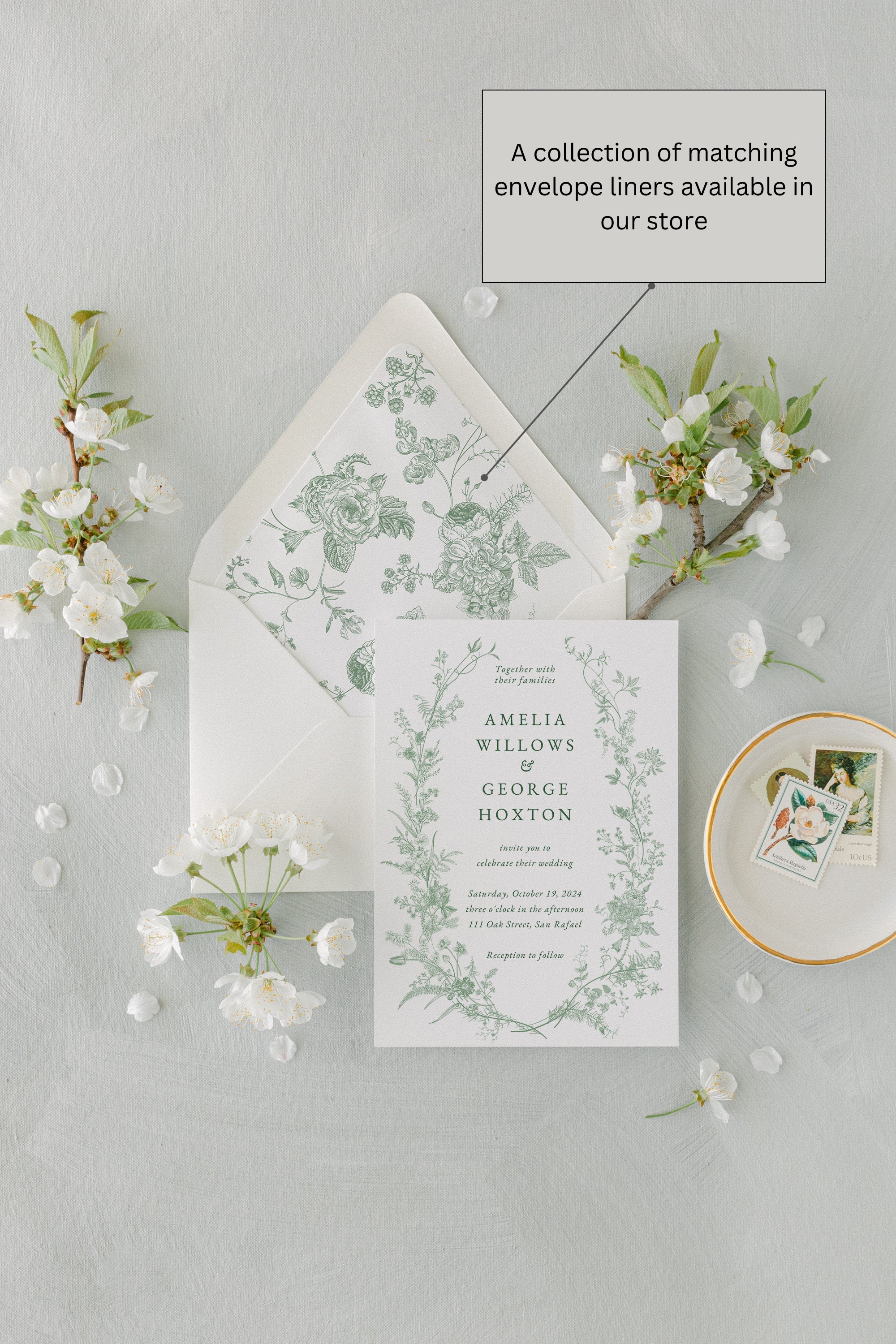 Sage Green Wedding Invitation Suite Template for Canva With Wildflowers ...