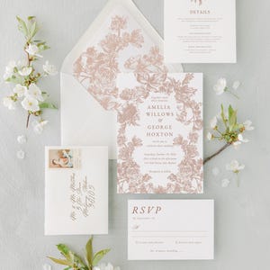Mocha Mousse invitation suite template, wedding invitations for canva beige floral, invitation template beige mocha mousse printable instant