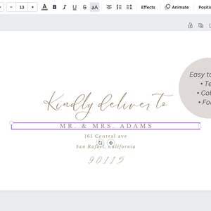 Wedding envelope address template editable in canva - calligraphy address in canva