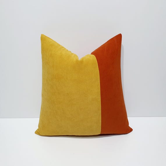 decorative throw cushion cover, burnt orange and mustard yellow, sofa pillowcases, designer couch pillow cover