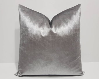 bright silver pillow cover, light gray velvet pillow cover, luxury velvet pillow cover, velvet sofa cushion case, velvet lumbar pillow cover