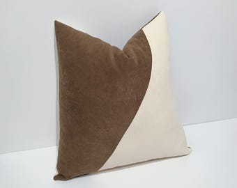 decorative throw pillow cover, brown and cream cushion case, designer sofa pillow cover, brown home decor, brown bed lumbar pillow cover