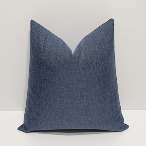 Linen navy blue pillow cover, navy blue sofa cushion cover, farmhouse linen throw pillow case, dark blue lumbar pillow cover, kissenbezug