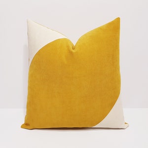 mustard yellow pillow cover, yellow and cream pillow case, mustard cushion cover, mustard yellow throw pillow, modern large sofa pillow case