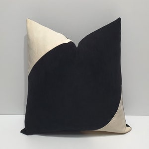 Zwarte en crèmekleurige kussensloop, zwarte kussensloop, zwart kleurblokkussen, kussenslopen voor banken, 20 x 20, 22 x 22, 24 x 24, 26 x 26