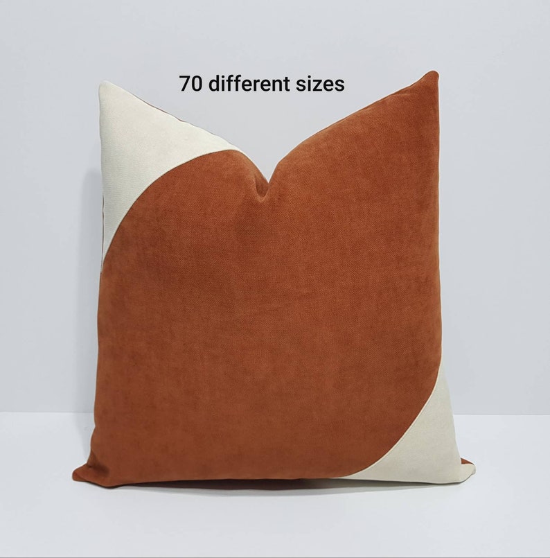 Rust Pillow Cover Rust Cushion Cover Rust and Cream Pillow Etsy